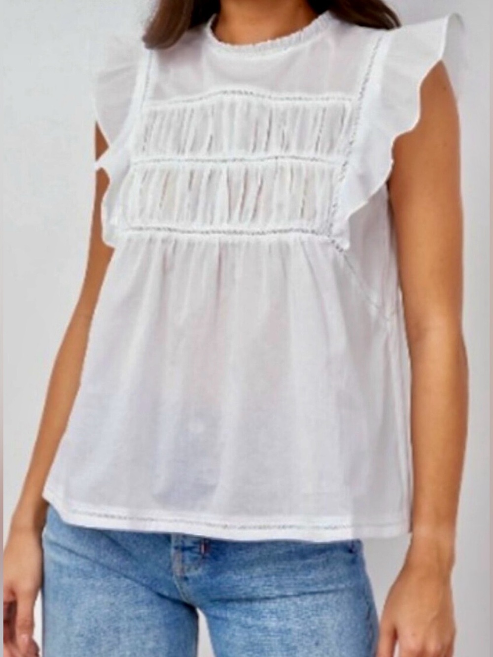 Rails Filomena Flutter Sleeve Top in Bright White